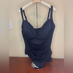 La Blanca Swimsuit Womens Plus 20W Black One Piece Swim Ruched Sides